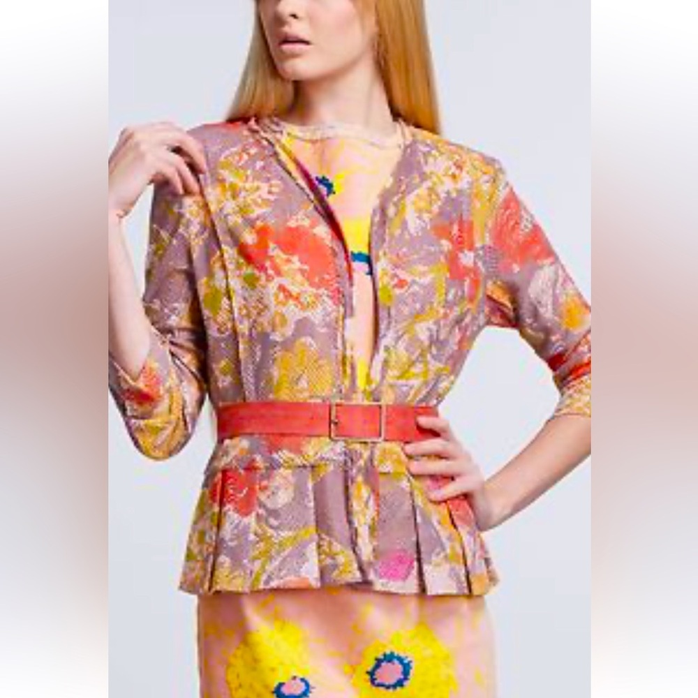Anthropologie X Gregory Smoky Lilies Lace Peplum open front jacket. Sz 12. Nice!
